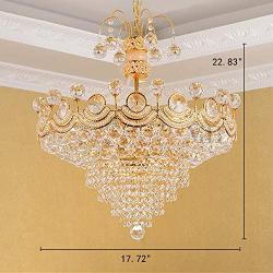 RUNNUP Glittering Crystal Cone Pendant Light European Style Chandelier in Gold Finish for Hotel Villa Restaurant Living Room Dining Room