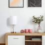 HAITRAL Nightstand Table Lamp - Bedside Lamp, Modern Desk Lamp for Bedroom, Office, College Dorm with Metal Base Fabric Lamp Shade - Gold