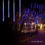 Solar Light Outdoor,MUEQU Waterproof Christmas String Lights Solar LED Meteor Shower Rain Lights Falling Raindrop Light 8Tubes 288LED Fairy Lights for Xmas Tree Garden Party Decor (Blue)