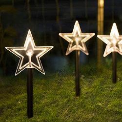 FUCHSUN Christmas Pathway Lights Decorative Garden Display LED Light 5 Pieces Warm White Battery Operated for Indoor and Outdoor Holiday Decoration-Stars