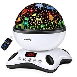 Moredig Night Light Projector Remote Control and Timer Design Projection lamp, Built-in 12 Light Songs 360 Degree Rotating 8 Colorful Lights for Children Kids Birthday, Parties - Black White