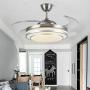 Southerns Lighting 42 Inch Invisible Ceiling Fan Light Fan Light Living Room Bedroom Dining Room Home Simple Modern Fan Chandelier with Electric Fan (Silver-04)