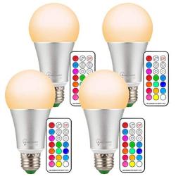 LumenBasic 60 Watt Color Changing Light Bulbs RGB with Warm White E27 with Remote Control and Wall Switch Control Dimmable RGBWW 10w Multicolor Bedroom Lights Color and Decoration