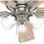 HUNTER 54209 Crestfield Indoor Low Profile Ceiling Fan with LED Light and Pull Chain Control, 52'', Brushed Nickel