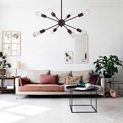 VINLUZ 8 Light Sputnik Chandelier Oil Rubbed Bronze Ceiling Light Fixtures Industrial Pendant Lights Modern Chandelier Lighting Kitchen Bathroom Dining Room Bed Room Hallway