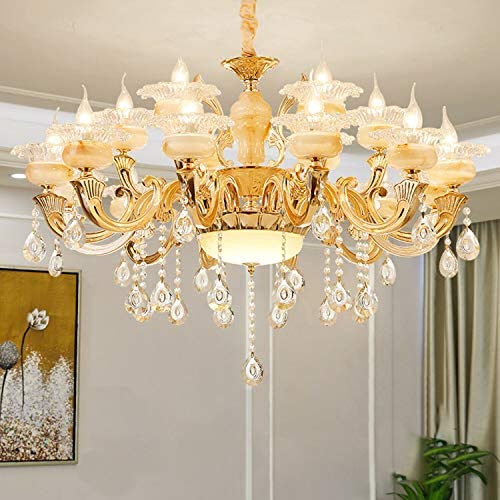 Panghuhu88 Crystal Classic Chandelier Modern Contemporary Chandelier European Ceiling Pendant Lights for Dining Room Living Room Hotel, E12 Bulbs Required (15 Bulb)