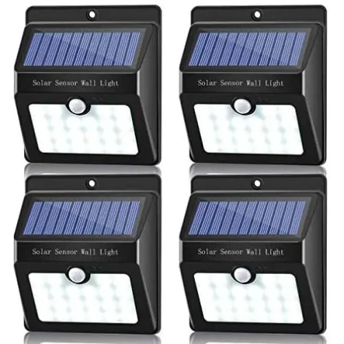Solar Lights Outdoor, Sunix Motion Sensor Outdoor Light 22 LED Wireless Waterproof Security Light Wall Mounted for Patio, Deck, Yard, Garden, 4 Pack
