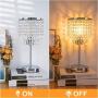 Set of 2 Crystal Touch Control Table Lamp, 3-Way Dimmable Bedside Lamps with Dual USB Charging Ports, K9 Crystal Shade Nightstand Bedside Desk Light for Bedrooms Living Room, E26 6W LED Bulb Included