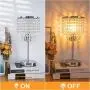 Set of 2 Crystal Touch Control Table Lamp, 3-Way Dimmable Bedside Lamps with Dual USB Charging Ports, K9 Crystal Shade Nightstand Bedside Desk Light for Bedrooms Living Room, E26 6W LED Bulb Included