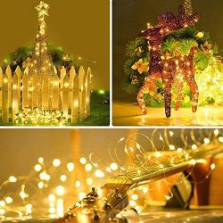 LED fairy String Lights with Remote Control - 2 Set 100 LED 33ft/10m Micro Silver Wire Indoor Battery Operated Firefly String Lights for Garden Home Party Wedding Festival Decorations(Warm White)