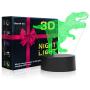 Cherish tea Dinosaur Night Light T-Rex 3D Illusion 7 Colors Changing Lamp with Smart Touch & USB Cable for Home Decorations Lights Kids Boys Dino Gifts Toys Age 1 2 3 4 5 6 7 8 Year Old (Black Base)