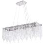30'' Contemporary Linear Crystal Chandelier - Stainless Island 6-Lights Crystal Pendant Lighting Fixture - Modern Rectangular Dining Room Crystal Hanging Light Luenfat Lighting