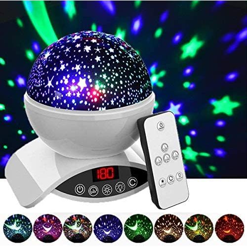 Elecstars Night Lights, Rechargeable Star Projector with Remote Control and Timer Auto Off Design, Rotating Projection Lighting Lamp, Room Decor. (White)