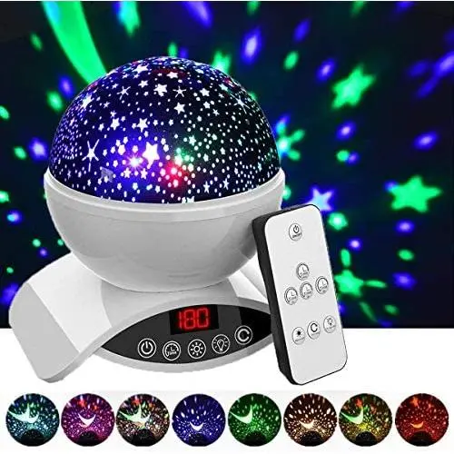 Elecstars Night Lights, Rechargeable Star Projector with Remote Control and Timer Auto Off Design, Rotating Projection Lighting Lamp, Room Decor. (White)
