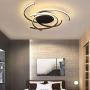 TFCFL Modern LED Ceiling Light, Dimmable Acrylic Chandeliers Flush Mount Pendant Lamp with Remote Control for Living Room Bedroom Dining Room Kitchen Island Office Hanging 56cm (White/Black) (Black)