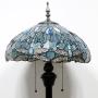 Tiffany Floor Standing Lamp W16H64 Inch Tall Sea Blue Stained Glass Crystal Bead Dragonfly Style Shade 2E26 Antique Lighting Resin Base S147 WERFACTORY Lamps Bedroom Living Room Bookcase Lover Gifts