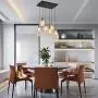 SAM Vintage Kitchen Chandelier, 6-Lights Island Cognac Glass Cluster Pendant Chandelier Antique, Antique Black Finish Ceiling Lights for Dining Room, Cafe, Antique Black Glass Light