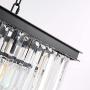 7PM Modern Crystal Chandelier Rectangular Pendant Lighting Black Finish Light Fixture for Dining Room Kitchen Over Table