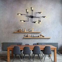 T&A Black 8 Lights Sputnik Chandelier Semi Flush Mount Ceiling Light,Modern Industrial Style Lighting Fixture for Kitchen Dining Room