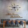 T&A Black 8 Lights Sputnik Chandelier Semi Flush Mount Ceiling Light,Modern Industrial Style Lighting Fixture for Kitchen Dining Room