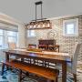 Giluta Rectangle Wood Chandelier Kitchen Island Pendant Lighting Rustic Farmhouse Chandelier Hanging Ceiling Light Fixture 5 Lights Ideal for Dining Room Living Room (C0060)