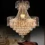 LITFAD Gold Crown Shaped Chandelier Luxurious Style Clear Crystal Pendant Light Modern LED Hanging Lights for Living Room Villa Dining Living Hotel - 16'' (40 cm) Wide