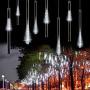 11.8 inch 10 Tubes 240 LED Meteor Shower Raindrop Lights with Timer Function Cascading Lights LED Icicle Lights Falling Raindrop Lights for Holiday Party Wedding Christmas Tree Decoration (White)