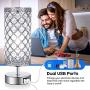 Crystal Table Lamps for bedrooms with Fast Dual USB Ports, 5000K Touch Dimmable Bedside Lamps Set of 2, K9 Crystal Decorative Nightstand Lamps for Girls Guest Room, Living Room, LED Bulbs Included