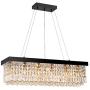 Moooni Modern Rectangular Raindrop Crystal Chandelier Lighting Rectangle Pendant Light Fixture for Dining Rooms Island Black L39.5'' X W10'' X H10''