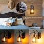 Retro Wall Light Fixtures, 2-in-1 Antique Bronze Vintage Wall Lighting Hardwired Plug in Industrial Lantern Retro Lamp Metal Wall Sconce for Bedside Bedroom Home Dining Room(2 Pack)