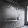 Modern LED Pendant Lighting 4-Light Dimmable Flush Mount Ceiling Chandelier Adjustable Height 56W Chic Wave Shape Hanging Light Painting Lamp Fixture for Dining Table Kitchen Island Bedroom (Black)