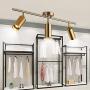 Modo Lighting Adjustable Track Lighting Fixture Brulshed Brass Flush Mount Ceiling Light Fixture afor Kitchen Dining Room Spotlight (29.5''/ 75cm)