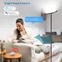 Dimmable Torchiere Floor Lamp, Smart WiFi Color Changing LED Standing Lamp, Super Bright RGBW Reading Lamp for Living Rooms, Bedrooms, Compatible with Alexa & Google Home, Black, 25W