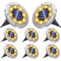NFESOLAR Solar Ground Lights Outdoor Waterproof, 8 Packs Upgraded Solar Garden Lights with New Design, 8 LED Solar Disk Lights Landscape Lighting for Pathway Garden Walkway Yard - Warm White