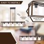 VINLUZ Wood Chandeliers Farmhouse Rectangle Pendant 5 Light Natural Wooden Frame Clear Glass Shade Modern Dining Room Lighting Black Walnut Color Industrial Kitchen Island Foyer Light Fixture Hanging