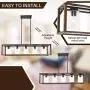 VINLUZ Wood Chandeliers Farmhouse Rectangle Pendant 5 Light Natural Wooden Frame Clear Glass Shade Modern Dining Room Lighting Black Walnut Color Industrial Kitchen Island Foyer Light Fixture Hanging