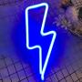 Protecu Lightning LED Neon Decorative Lights for Bedroom, Blue Neon Sign Shaped Decor Light, USB/ Battery Operated LED Neon Light Signs for Kids, Bedroom, Wedding, Birthday, Party, Christmas Decorations (Blue)
