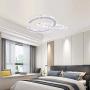Modern 2 C Rings Crystal Chandelier Lighting LED Pendant Light Fixture Adjustable Stainless Steel Ceiling Hanging Lamp for Dinning Room Living Room Staircase Bedroom(2C Changeable)