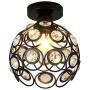 Ceiling Lighting Fixtures Chandelier Crystals Light, LED Flush Mount Ceiling Light for Kitchen Hallway Dining Rooms Living Rooms Bar (Black)