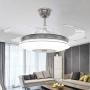 YEELED Light 42 Inch Remote Control Retractable Reversible Ceiling Fans with 3 Changing Light Color and 6 Fan Speed Invisible Ceiling Fan Chandelier for Indoor Living Room Bedroom Dining Room Ceiling Light Kits with Fans (42 Inch, Silver-02)