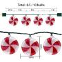 Romasaty Candy Christmas String Lights, 8.5Ft Sugar Peppermints Candy Lights with 10 Bulbs for Outdoor & Indoor Christmas Party Tree Decoration Lights