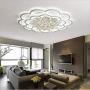 LAKIQ Modern LED Chandelier Fixture Acrylic Crystal Flush Mount Ceiling Lighting Flower Shape Close to Ceiling Lights for Living Room Dining Room Bedroom(White Light, 27)