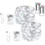 Blingstar Fairy Lights 2 Pack String Lights 33ft 100 LED USB and Battery Operated Christmas Lights Remote Control Timer 8 Modes Firefly Lights Cool White Fairy String Lights for Bedroom Wedding Decor