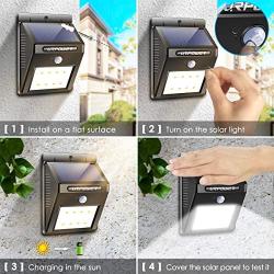 URPOWER Solar Lights Outdoor, Motion Sensor Security Lights Solar Flood Lights Waterproof Solar Powered Outdoor Lights for Backyard, Fence, Deck, Patio, Garage (4 Pack)