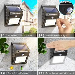 URPOWER Solar Lights Outdoor, Motion Sensor Security Lights Solar Flood Lights Waterproof Solar Powered Outdoor Lights for Backyard, Fence, Deck, Patio, Garage (4 Pack)