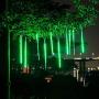 VMANOO LED Outdoor Lights 8 Tube Meteor Shower Rain Lights Solar Powered Icicle Raindrop Snow Falling Lights Cascading Lighting for Garden Outdoor Patio Holiday Party Halloween Decoration Green