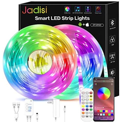 50ft Led Strip Lights, Jadisi Smart Led Lights Strip Music Sync Color Changing Lights, App Control and 24 Keys Remote, Led Lights for Bedroom Party Home Decoration