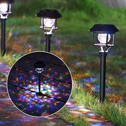 MAGGIFT Tall Solar Garden Lights with Red, Blue, Green LEDs Rotate Ball, Solar Lights Outdoor for Pathway Landscape Decor, 4 Pack, 2 Modes (Multicolor/Flashing)