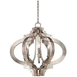 Ornament Aged Silver Gold Bronze Chandelier 23 1/4'' Wide Modern Open Look 6-Light Fixture for Dining Room House Foyer Kitchen Island Entryway Bedroom Living Room - Possini Euro Design