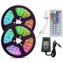 LED Strip Light 32.8ft 300LEDs SMD 5050 RGB Rope Lighting Color Changing Full Kit with 44-Keys IR Remote Controller & Power Supply Led Strip Lights for Home Kitchen Bed Room Decoration